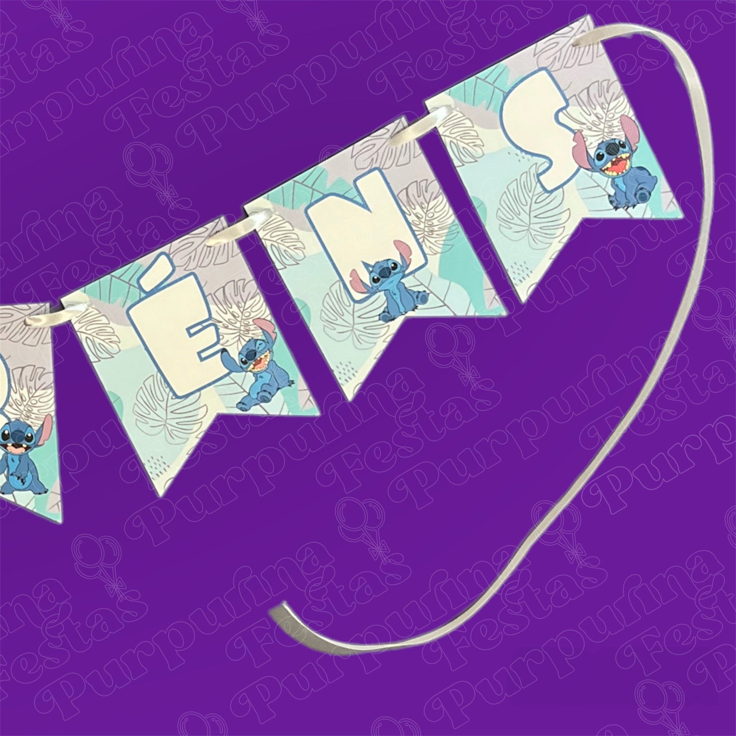 Bandeirola Parabéns Stitch