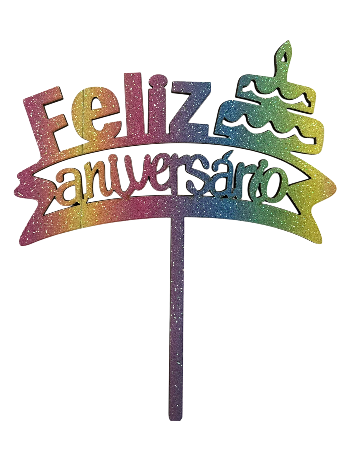 Topo de Bolo Feliz Aniversario - MDF bolo