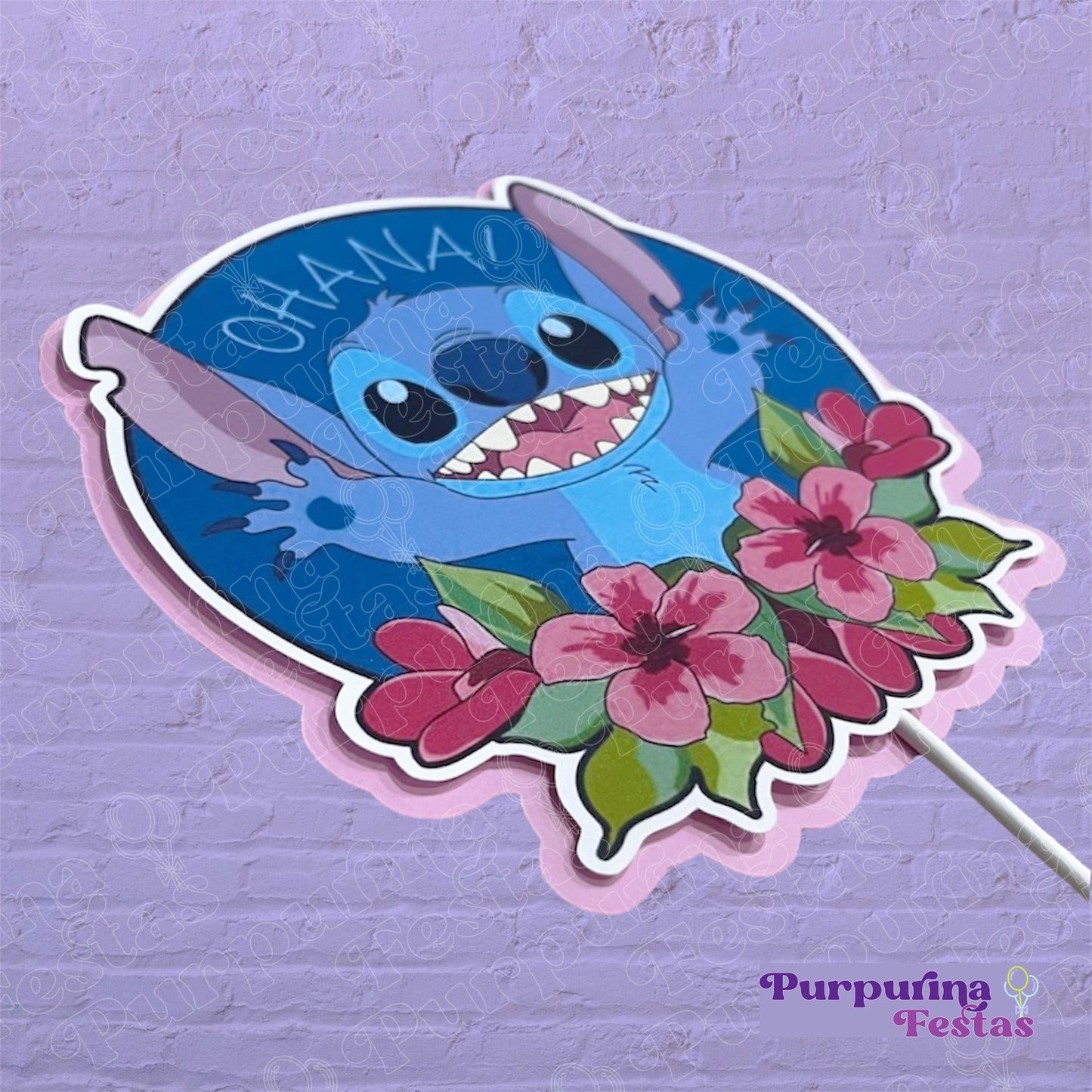 Topo de Bolo Stitch Ohana - 2D