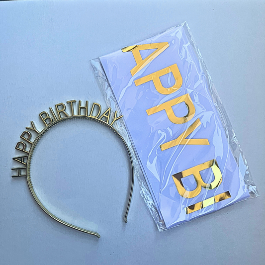Kit de Bandolete e Faixa Happy Birthday