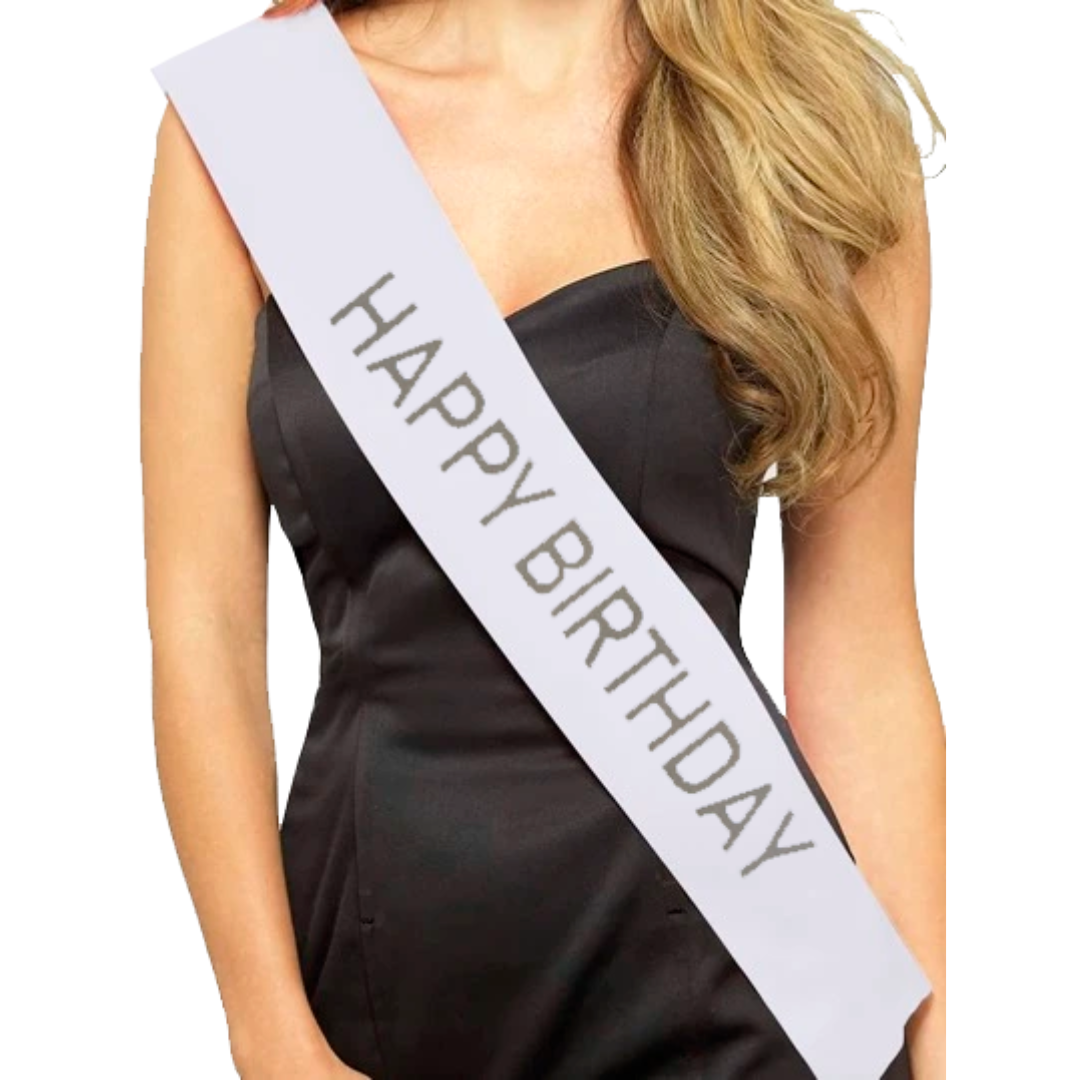 Kit de Bandolete e Faixa Happy Birthday