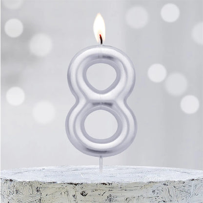 Velas Aniversário Números Prata
