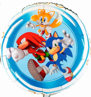 Balão foil 18" Sonic, Knuckles e Tails