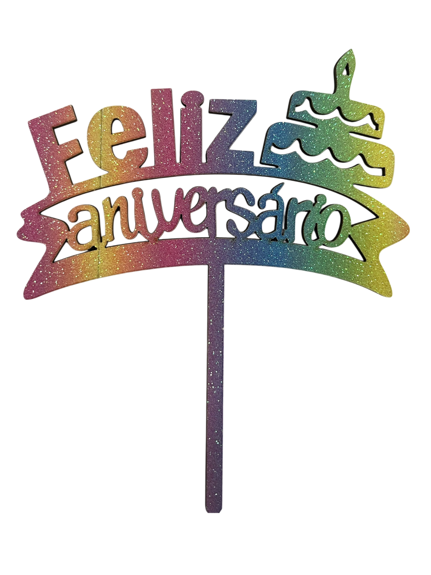 Topo de Bolo Feliz Aniversario  - MDF bolo