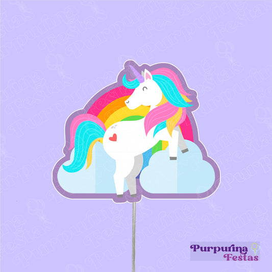 Topo de Bolo Unicornio Nuvens